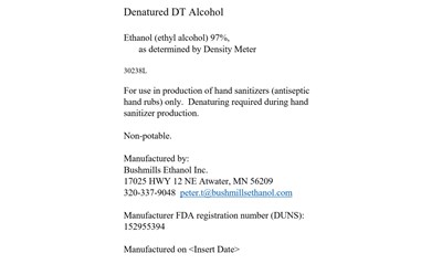 Denatured DT Alcohol Tanker truck.jpg 30238000 mL NDC: 74630-0001-3 - Denatured DT Alcohol Tanker truck